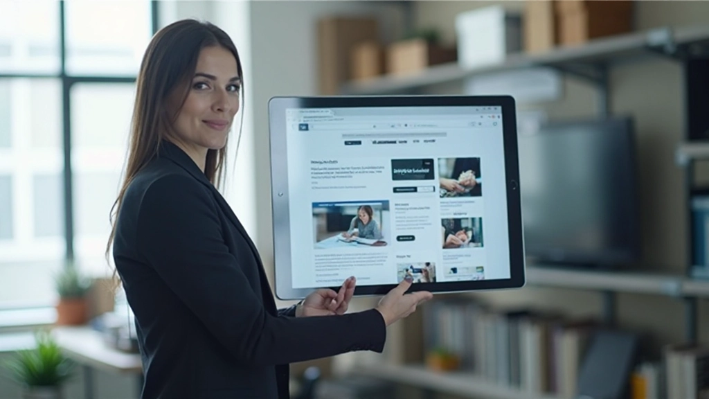 Специалист демонстрирует различные форматы объявлений на экране планшета